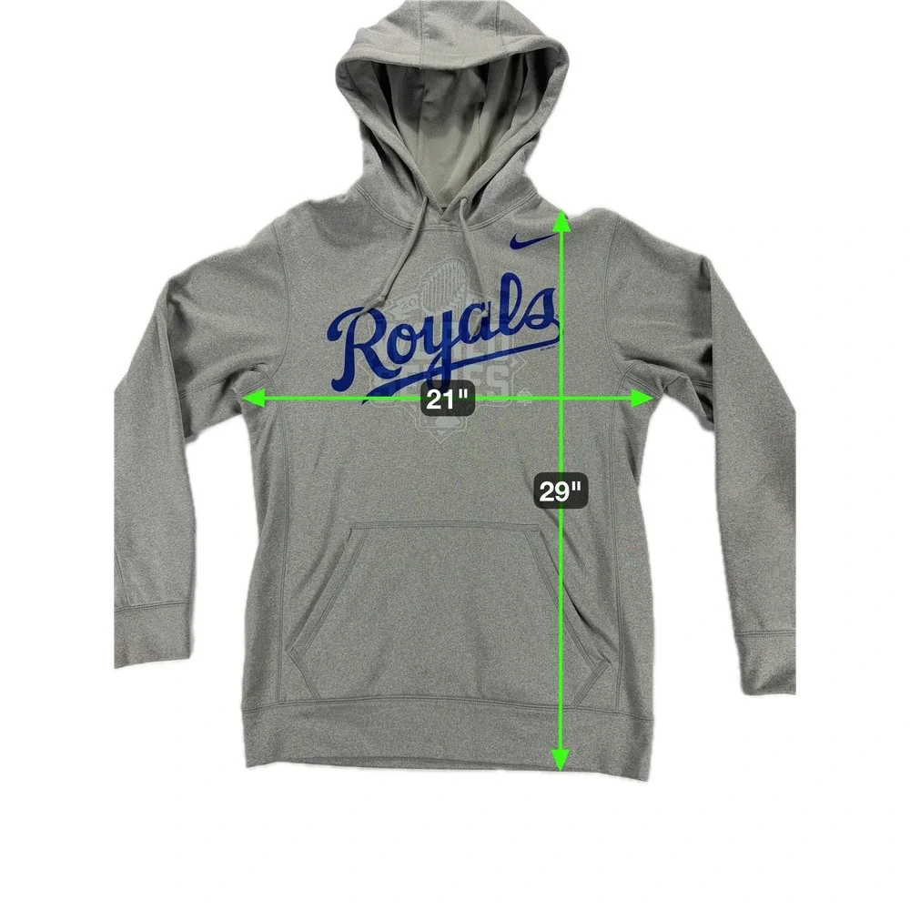 Nike Kansas City Royals World Series Hoodie Gray Therma-FIT Mens Small‎